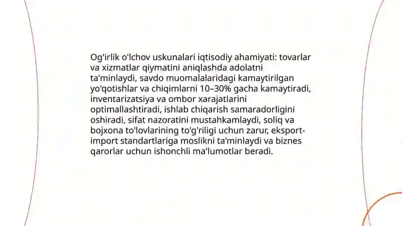 Og'irlik o'lchov uskunalarining ahamiyati 3