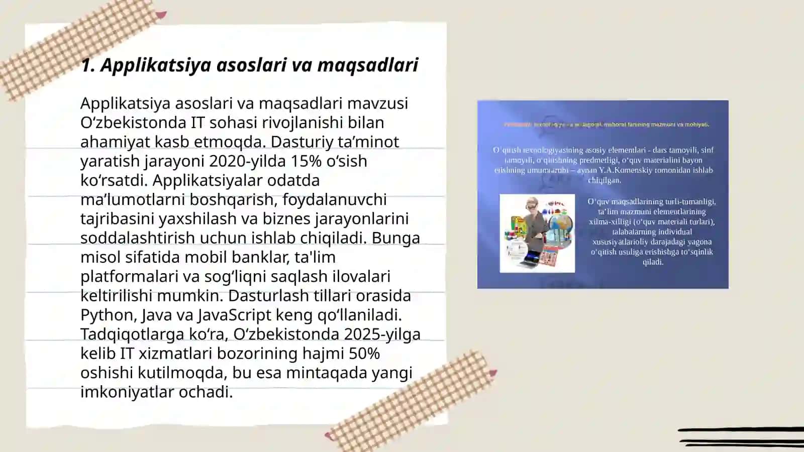 Applikatsiya darslarni tashkil etish metodikasi 3