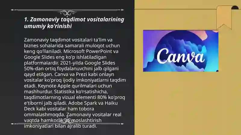Zamonaviy taqdimotlarni ishlab chiqish vositalarining qiyosiy tahlili 3