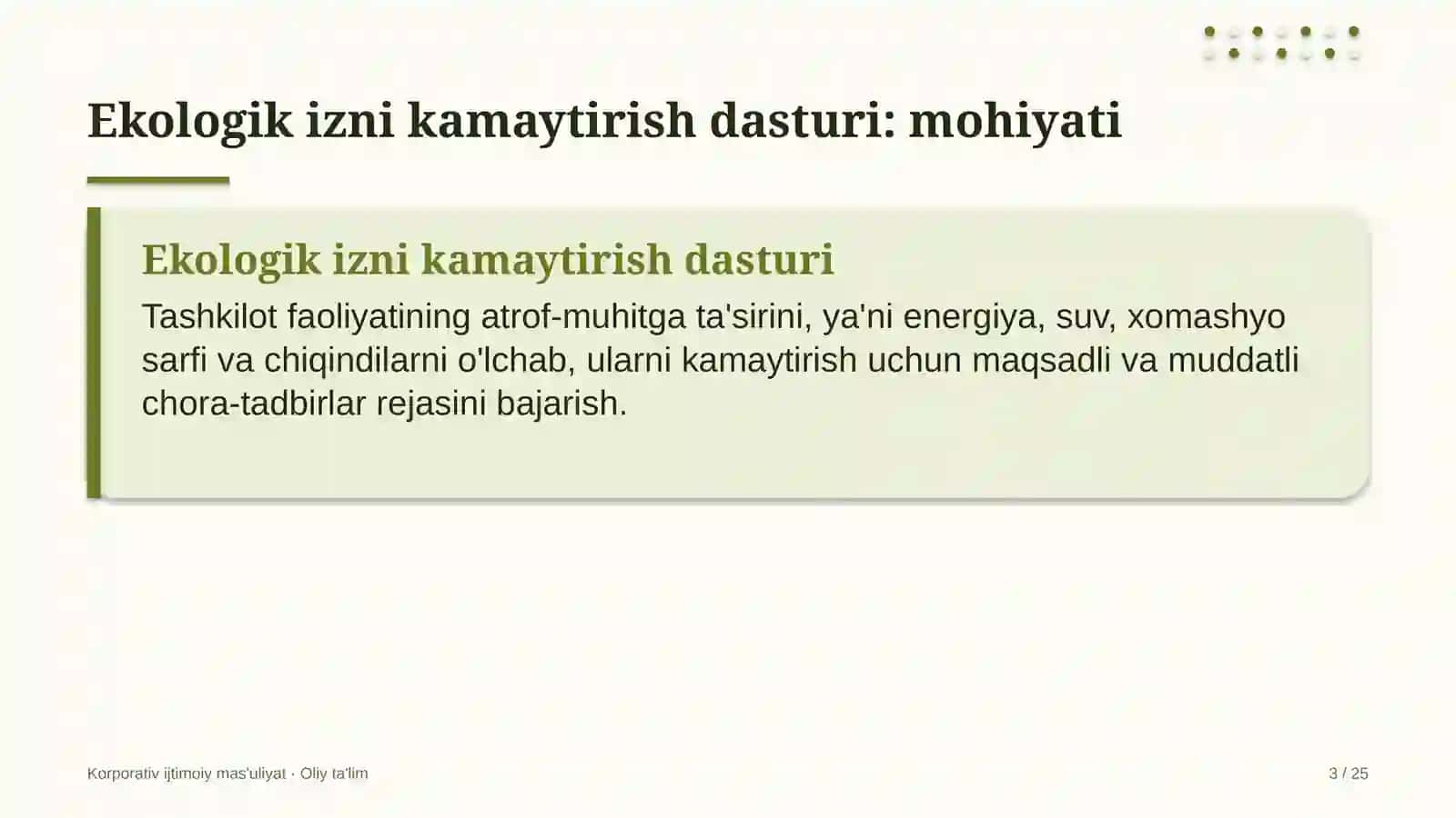 Lift xo'jaligida ekologik izni kamaytirish dasturini amalga oshirish 3