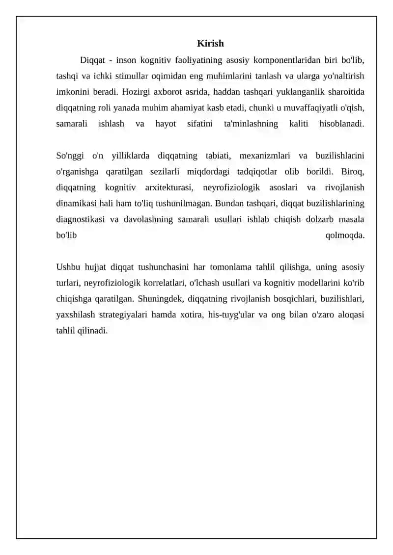 Diqqatning ta'rifi, turlari va neyrofiziologik asoslari 3