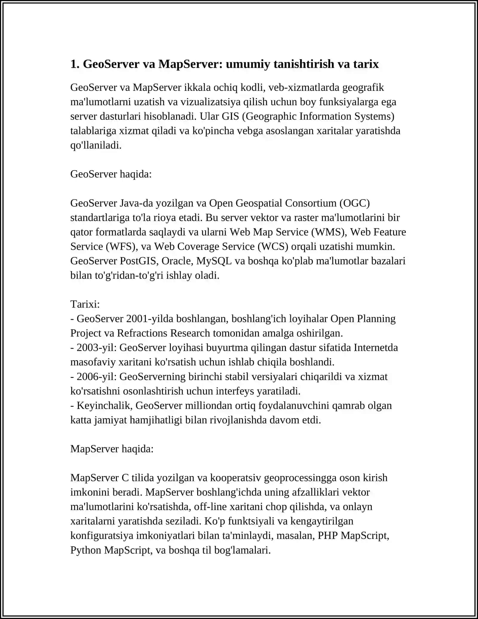 GeoServer va MapServer: Ochiq manbali veb xarta platformalari 3