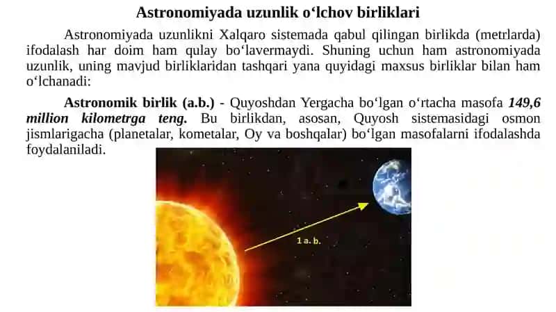 Astronomiyada Uzunlik O‘lchov Birliklari va Kepler Qonunlari 3