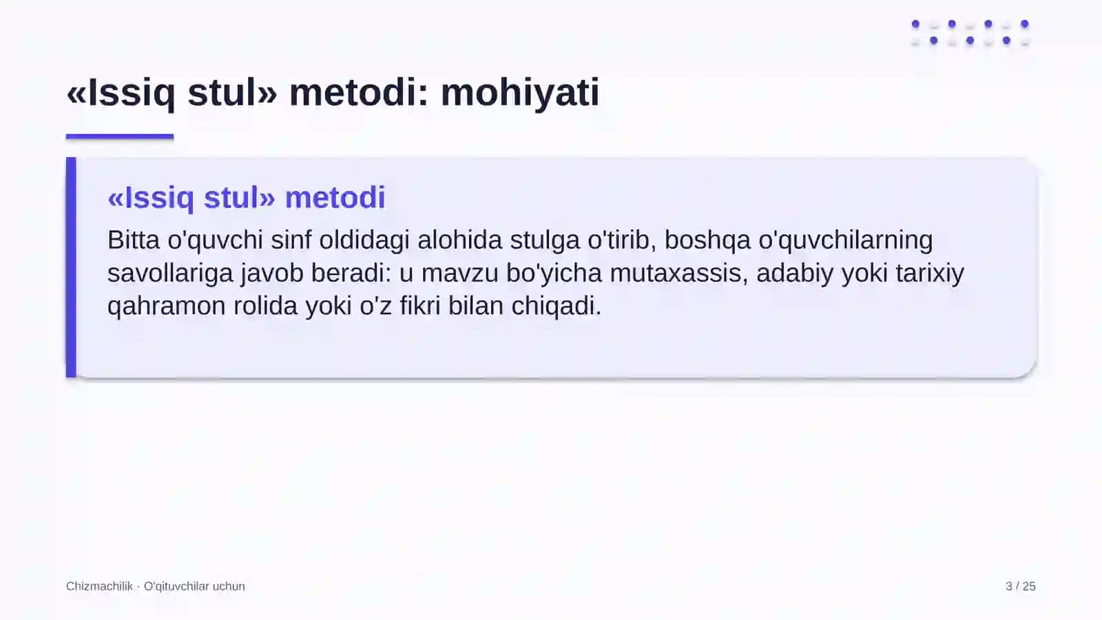 chizmachilik darslarida issiq stul metodidan foydalanish 2597 3
