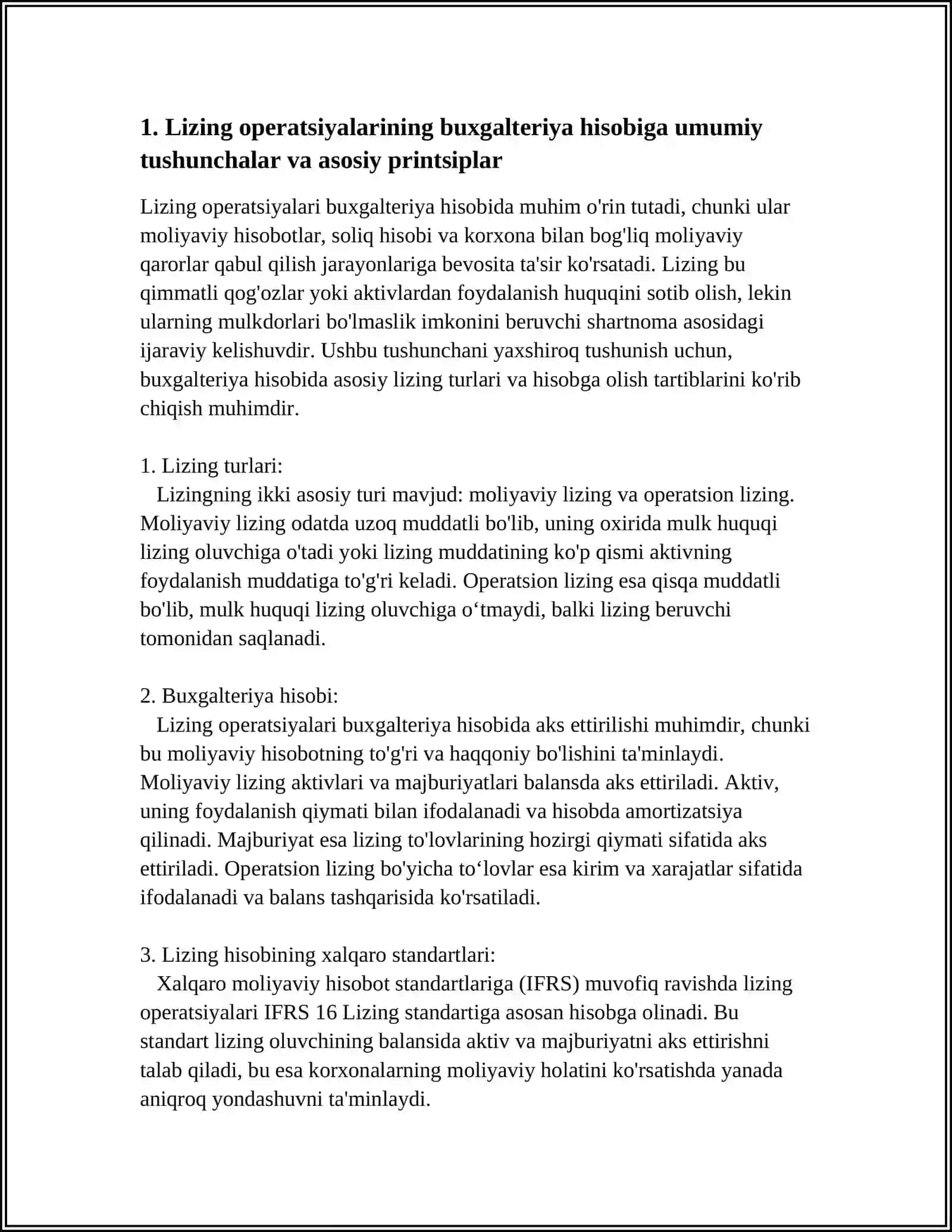 LIZING OPERATSIYALARINING BUXGALTERIYA HISOBINI TASHKIL ETISHI 3