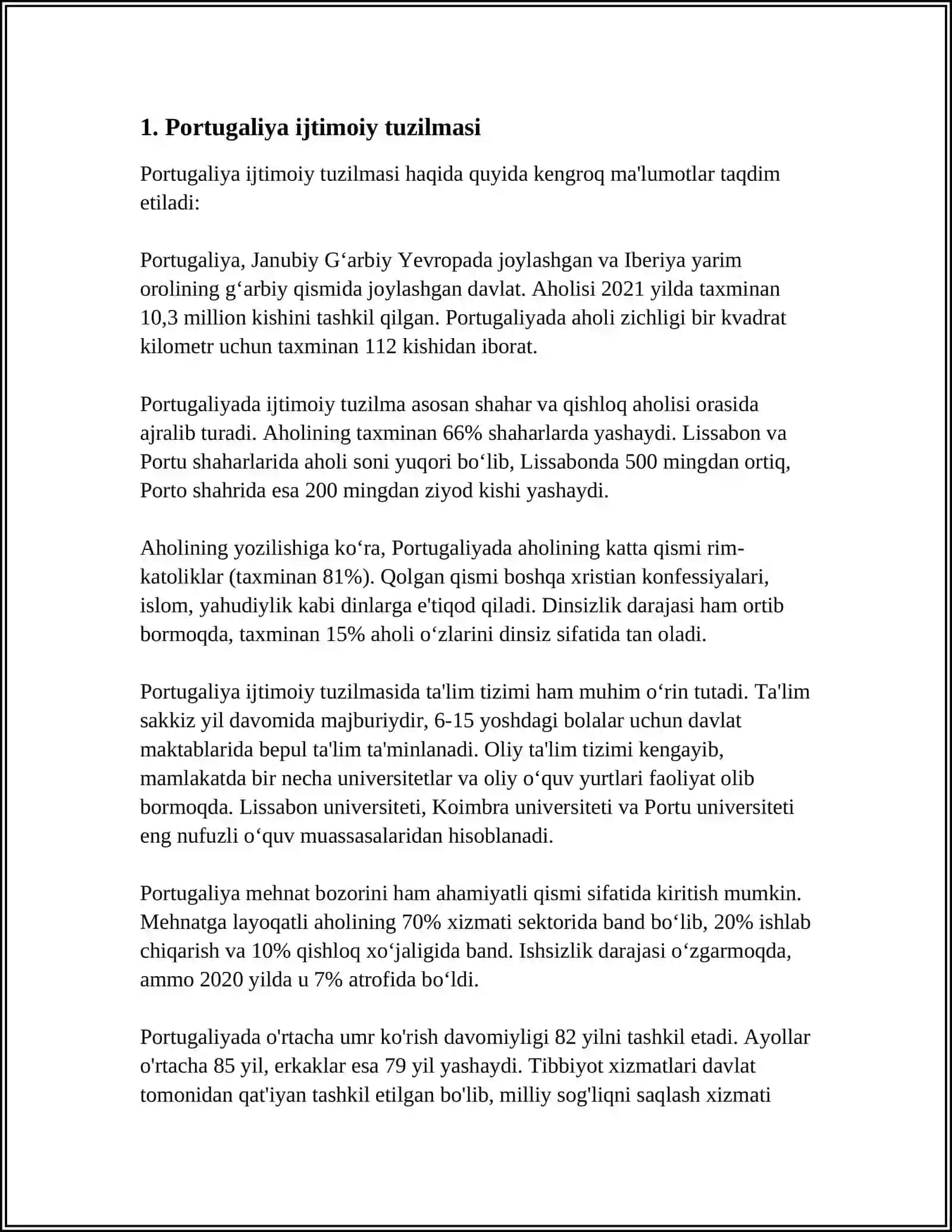 PORTUGALIYANING IJTIMOIY, IQTISODIY, SIYOSIY TOMONLARI HAQIDA 3