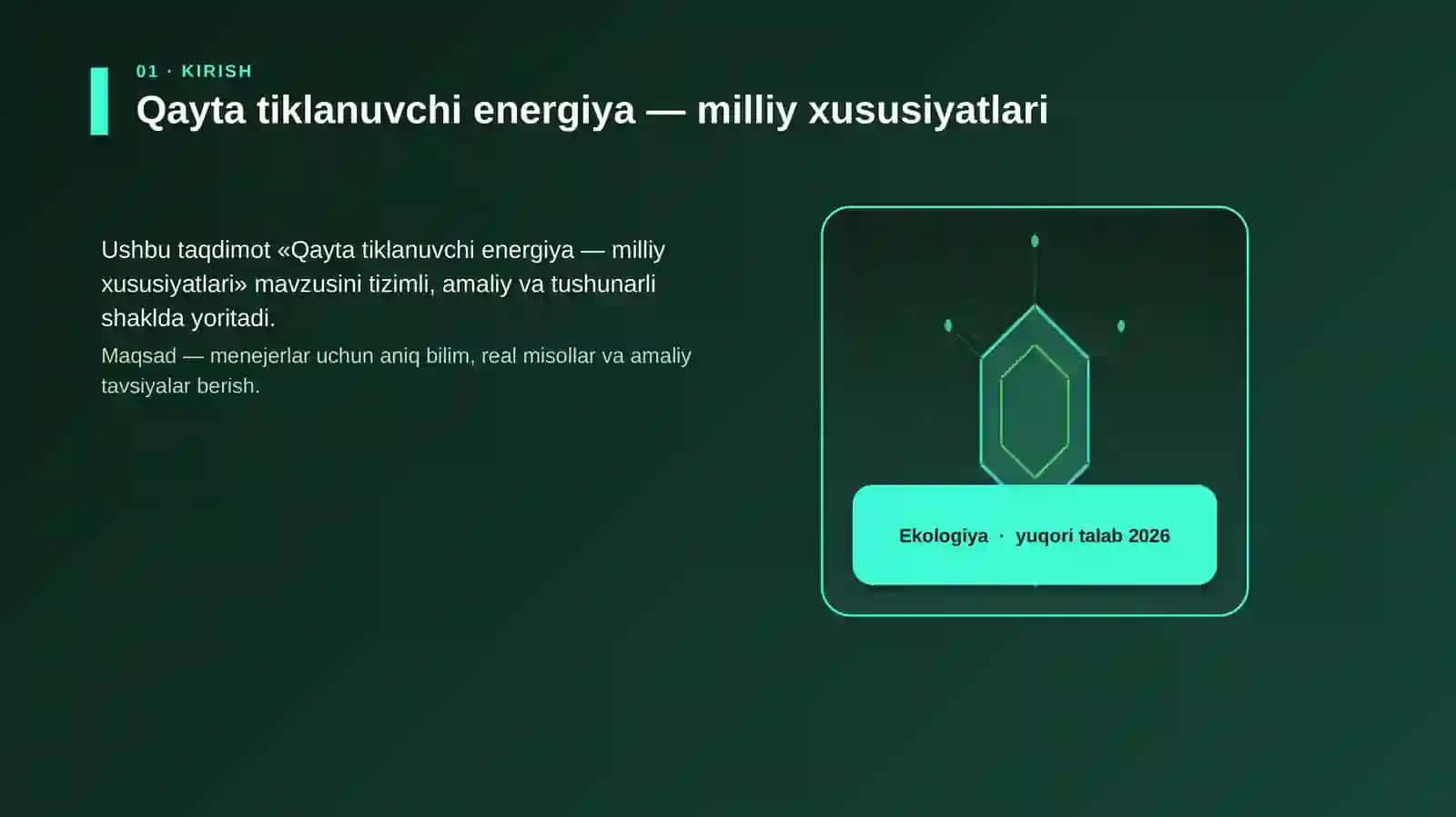 Qayta tiklanuvchi energiya — milliy xususiyatlari 3