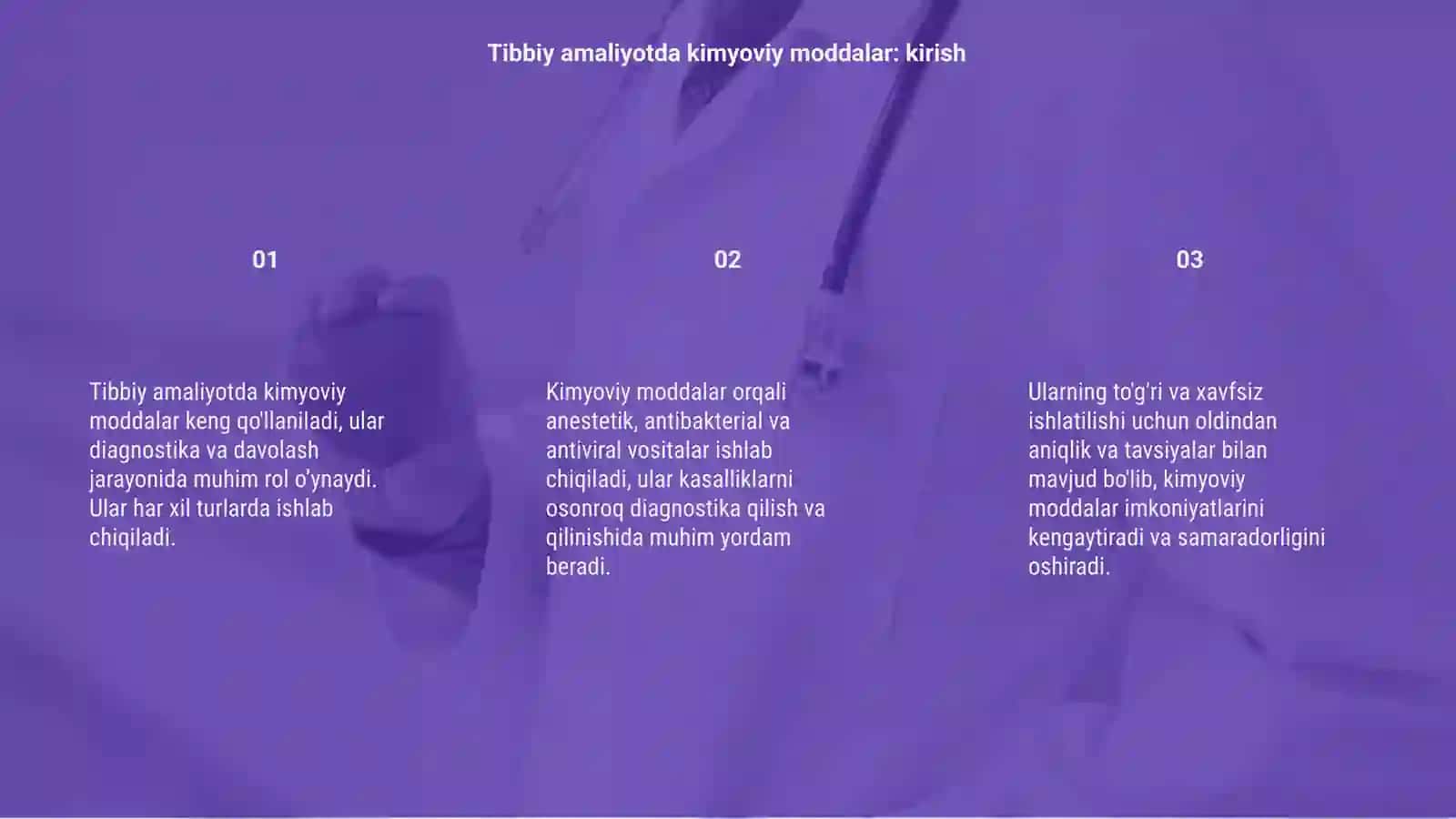 Tibbiy amaliyotda kimyoviy moddalar 3