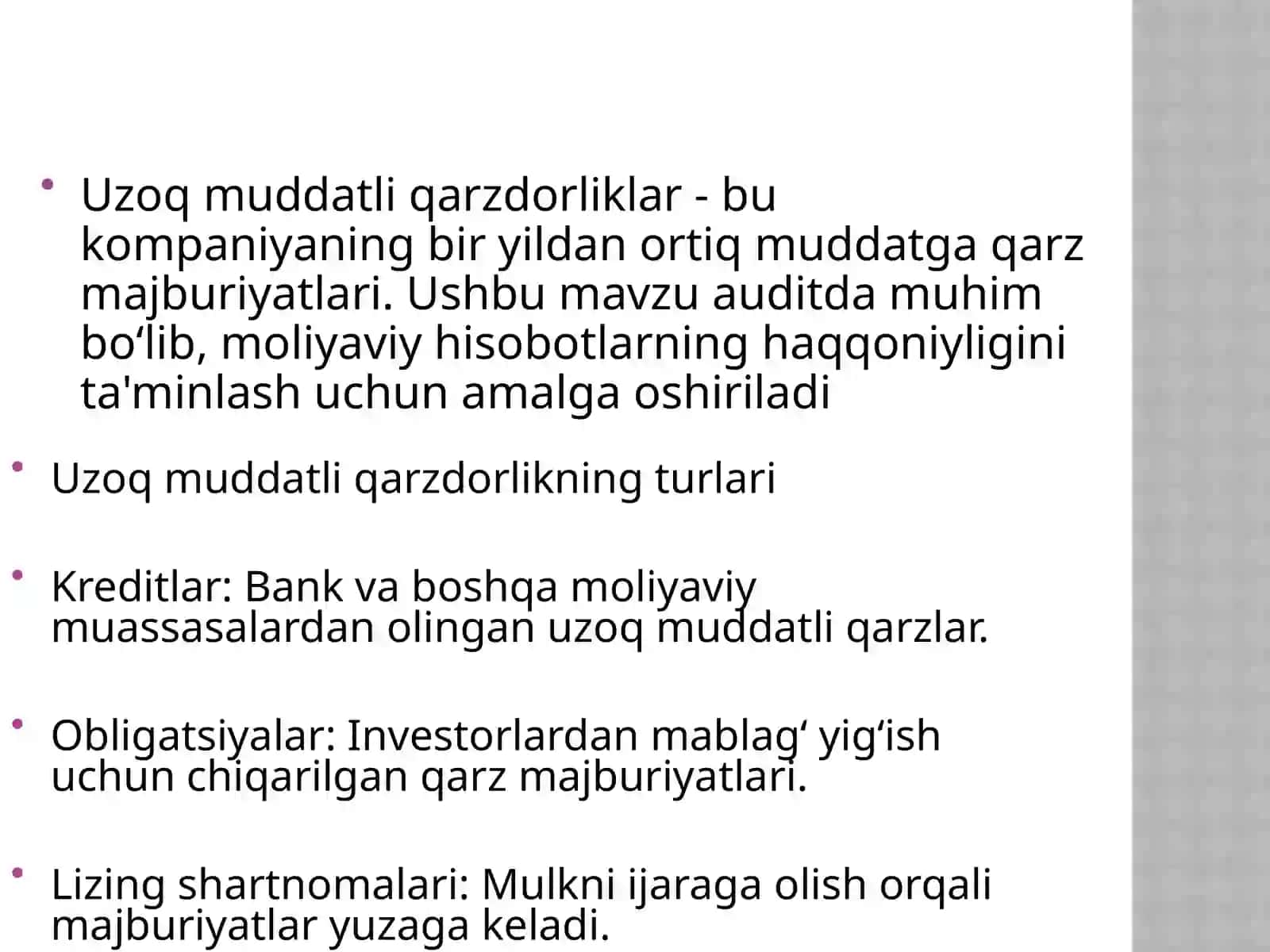Uzoq muddatli qarzlar auditi 3