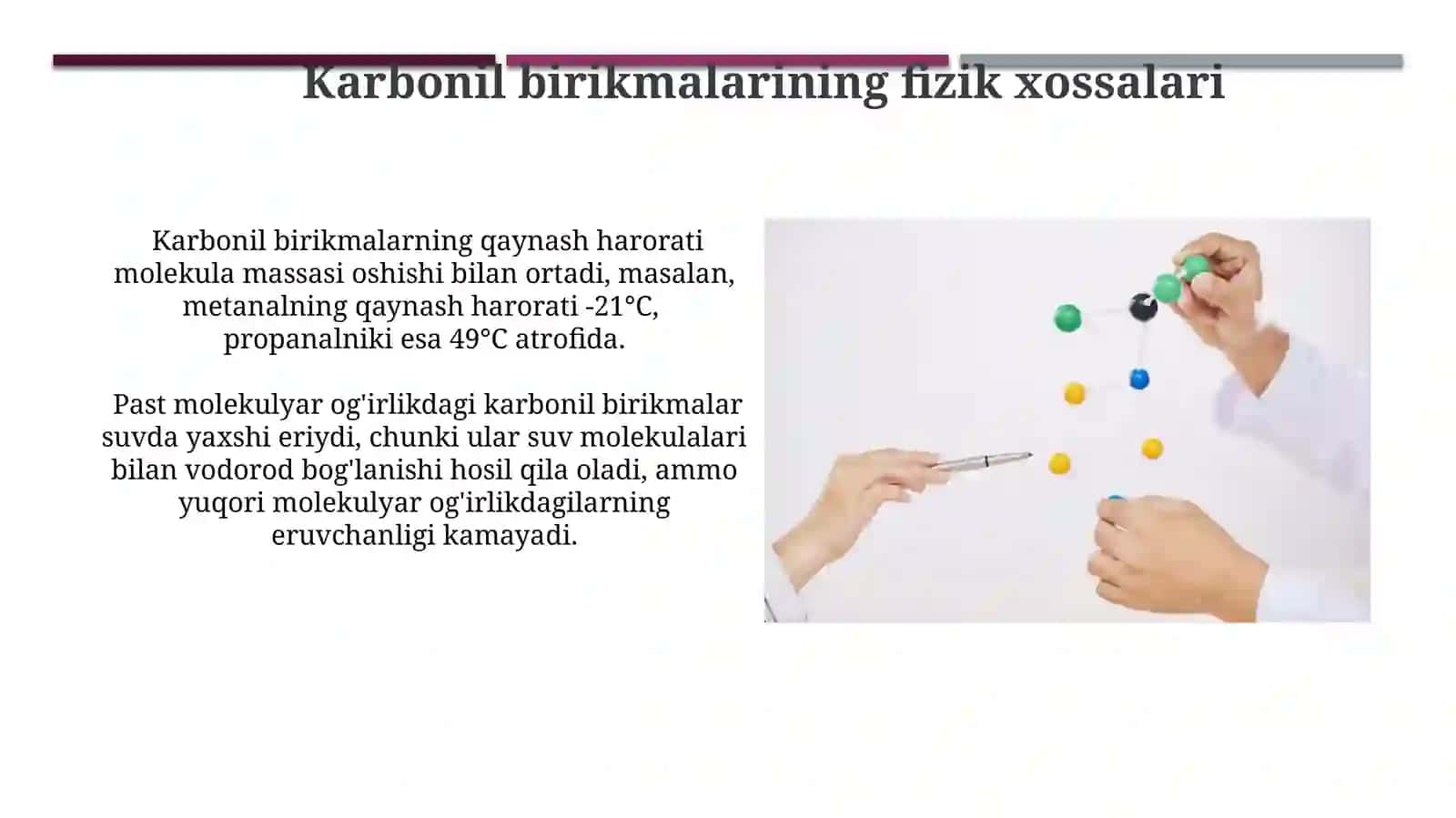 Karbonillarning olinishi va xossalari 3