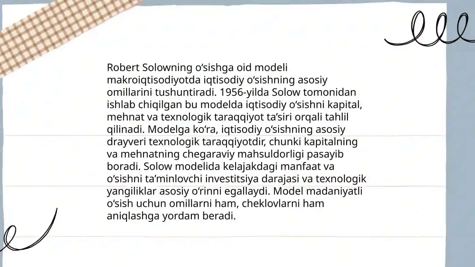 Robert Solouning o‘sish modeli 3