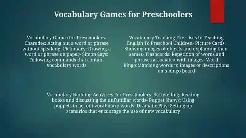 Vocabulary Teaching Exercises In Teaching English To Preschool Children 3
