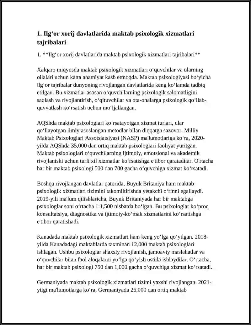 ILG'OR HORIJ DAVLATLARDAGI PSIXOLOGIK XIZMAT TAJRIBALARI 3