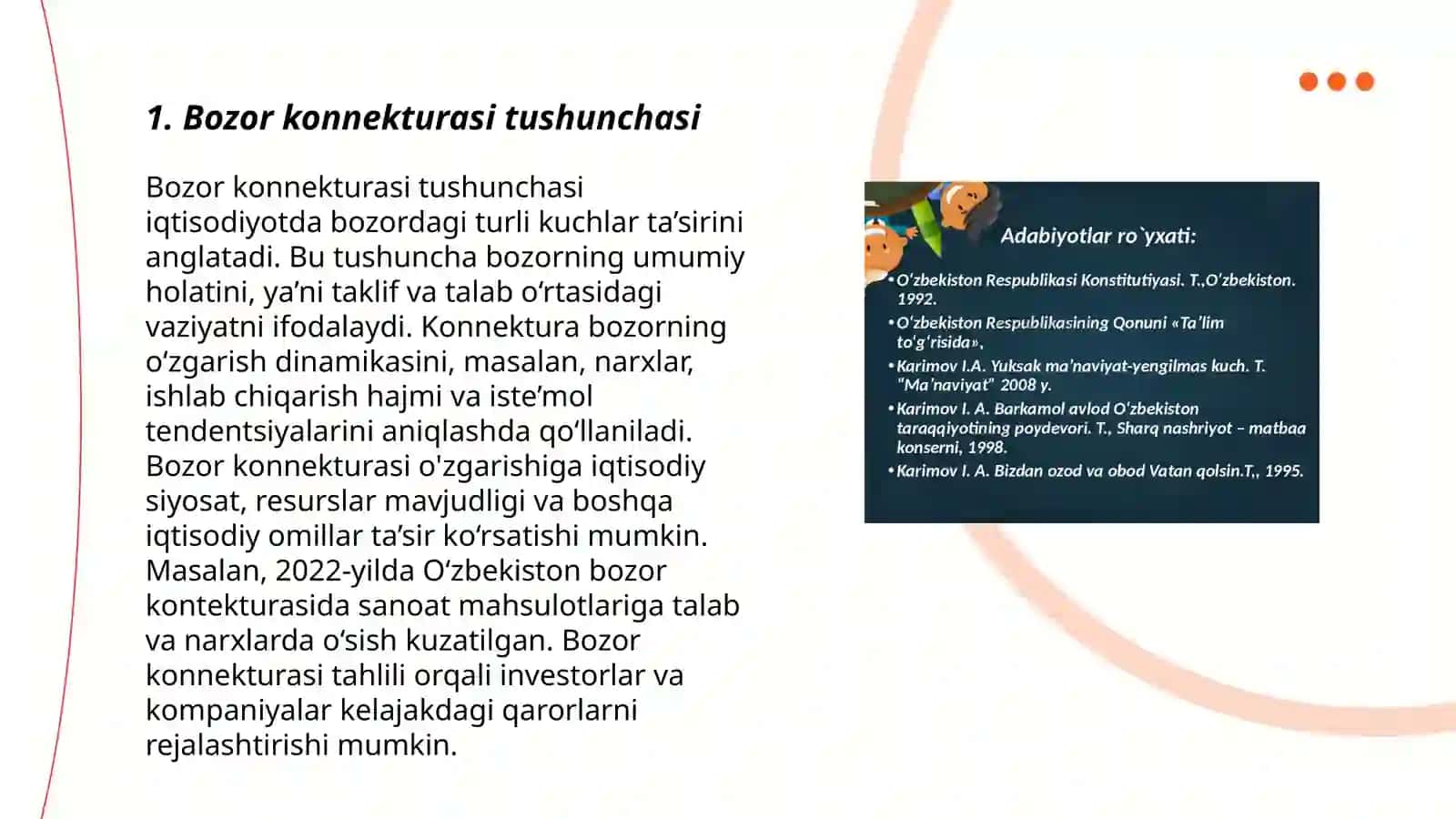 Bozor konnekturasi holati va istiqbolidagi rivojlanish koʻrsatkichlari hamda baholash uslublari 3