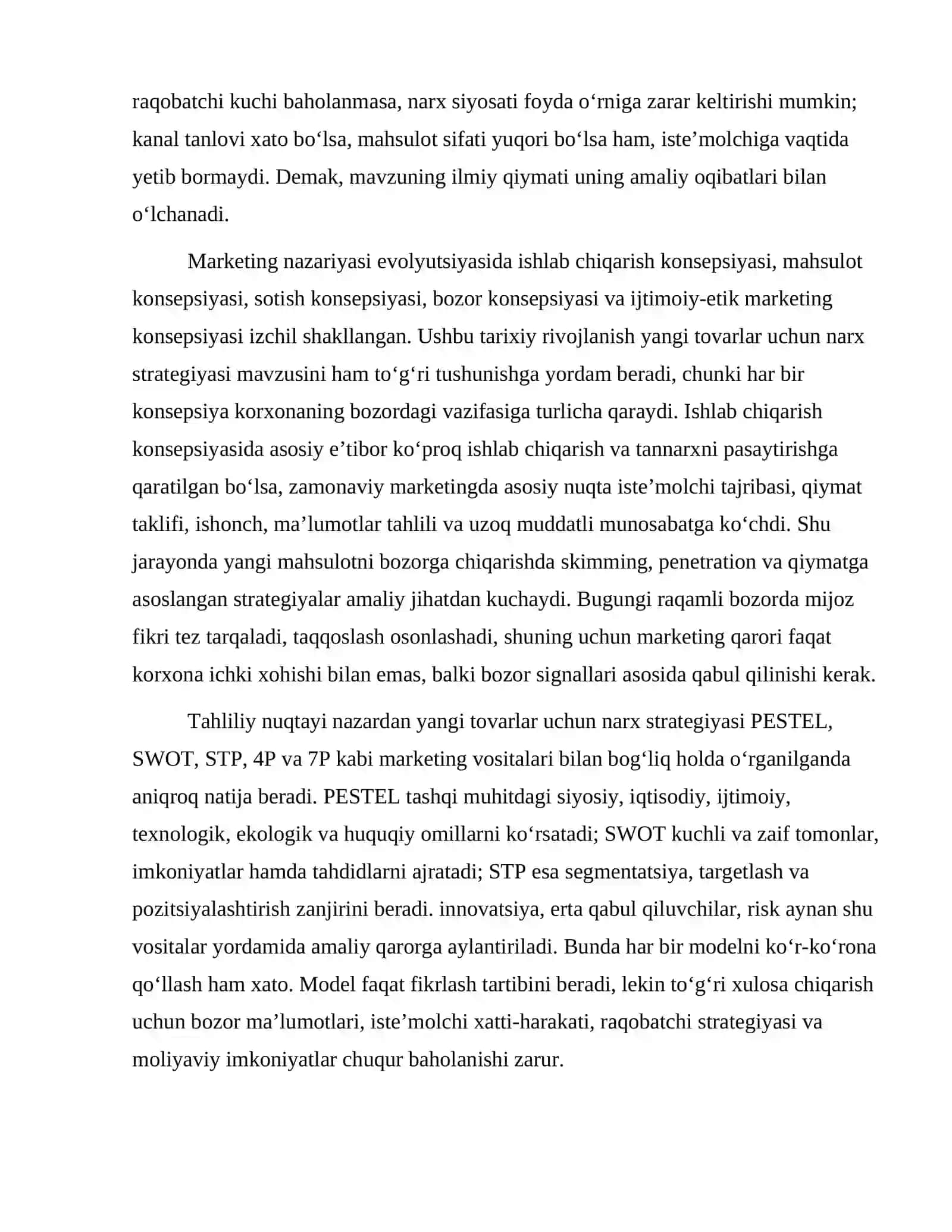 Yangi tovarlar uchun narx strategiyasi 3