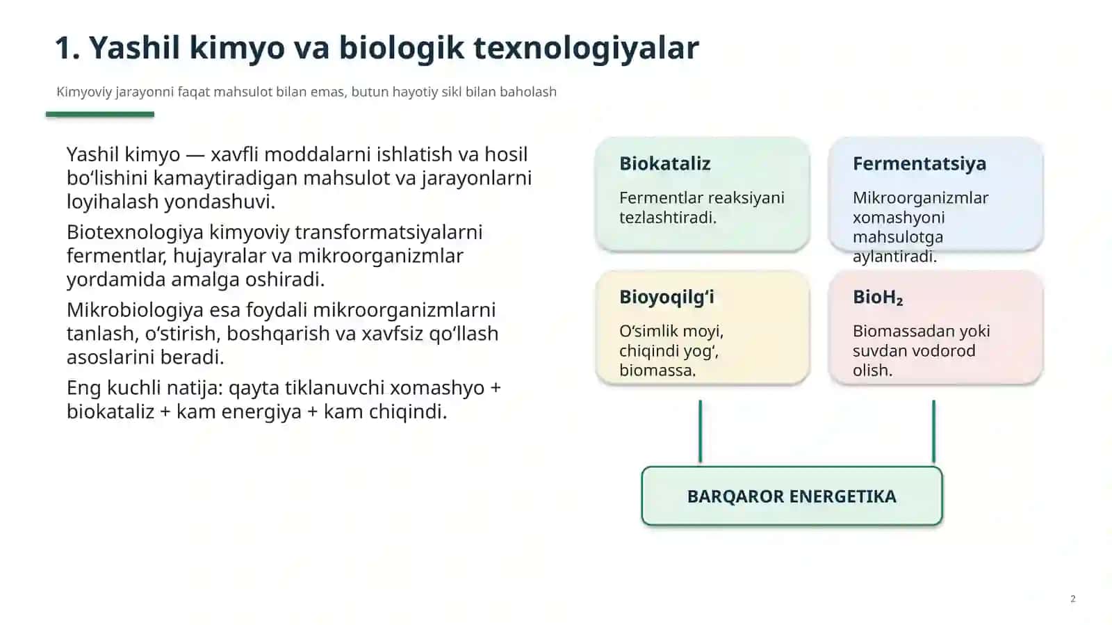 Biotexnologiya va Mikrobiologiyaning Yashil Kimyodagi O‘rni 3