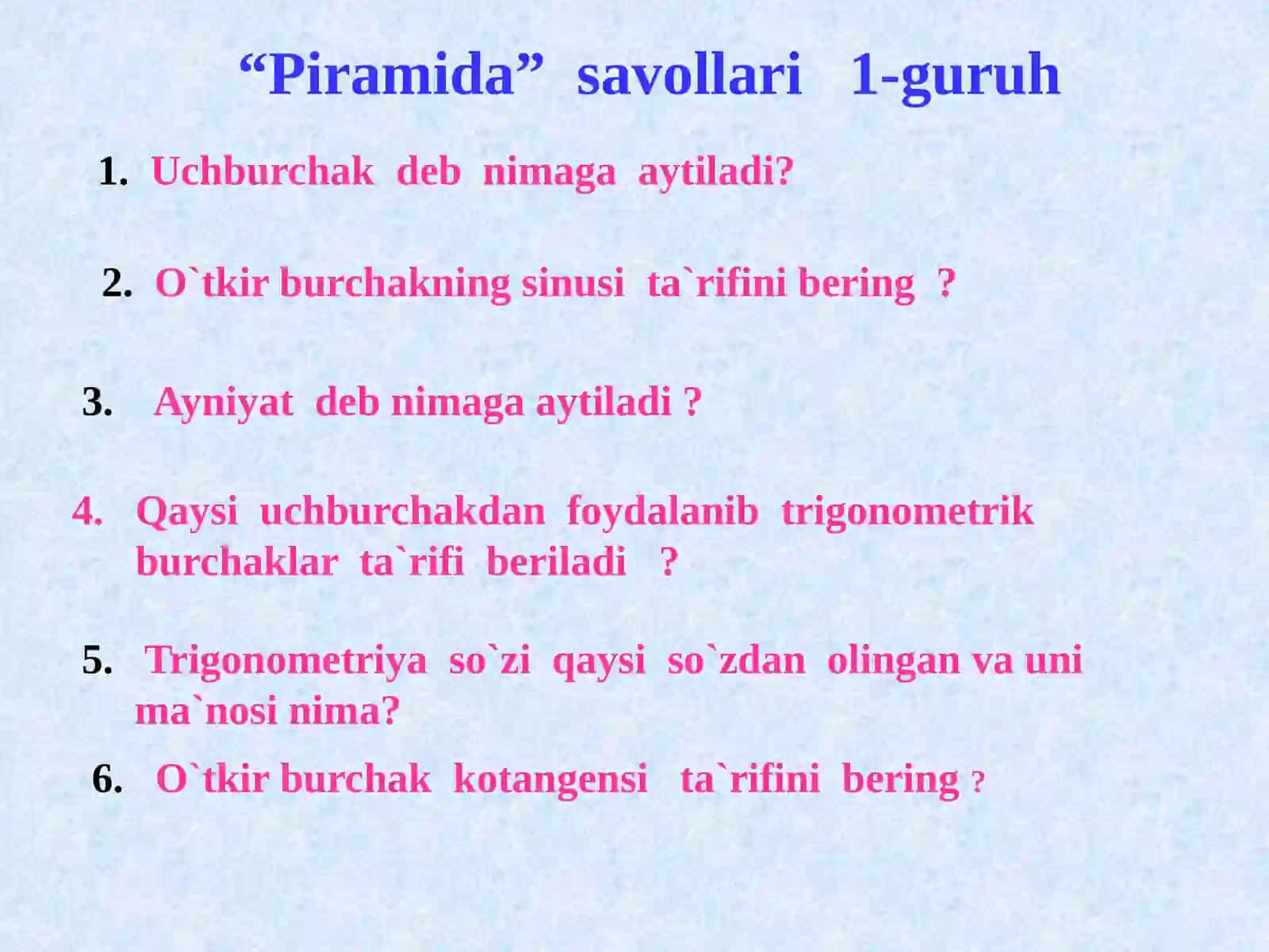 “UCHBURCHAK YUZINI IKKI TOMONI VA ULAR ORASIDAGI BURCHAK SINUSI YORDAMIDA HISOBLASH” 9-sinf geometriya fanidan dars ishlanmasi. 3