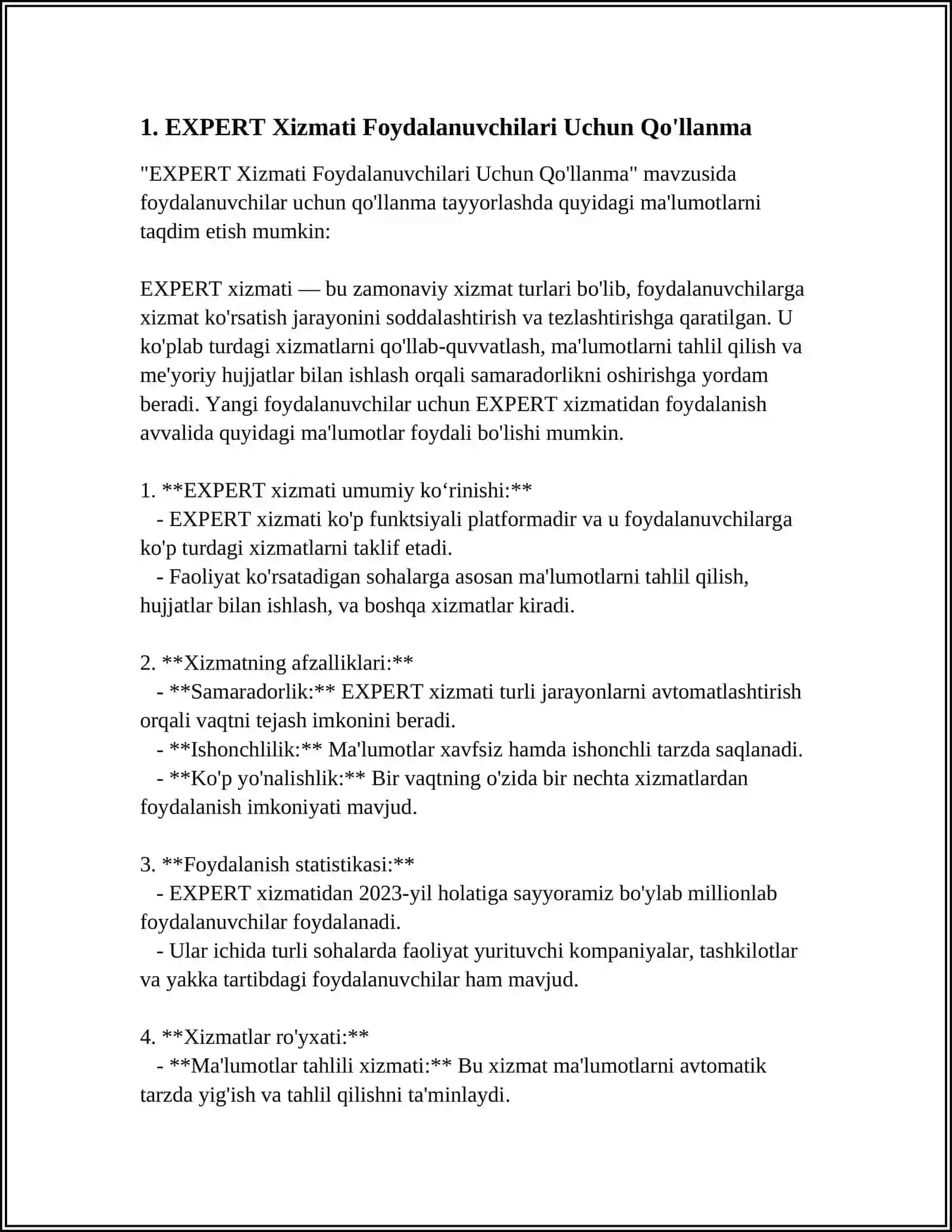 EXPERT Xizmati Foydalanuvchilari Uchun Qo'llanma 3