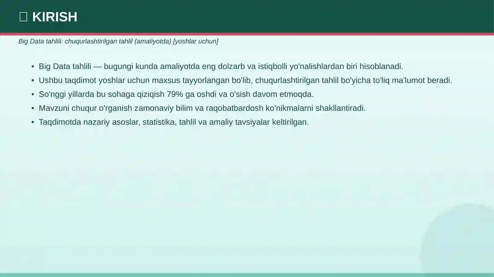Big Data tahlili: chuqurlashtirilgan tahlil (amaliyotda) [yoshlar uchun] 3