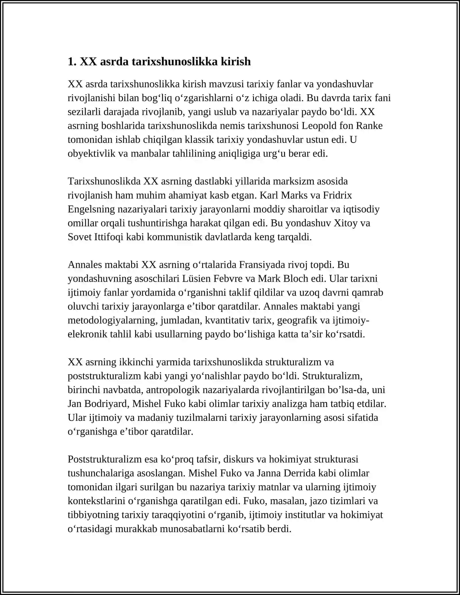 XX Asrda Tarixshunoslik Referat 3