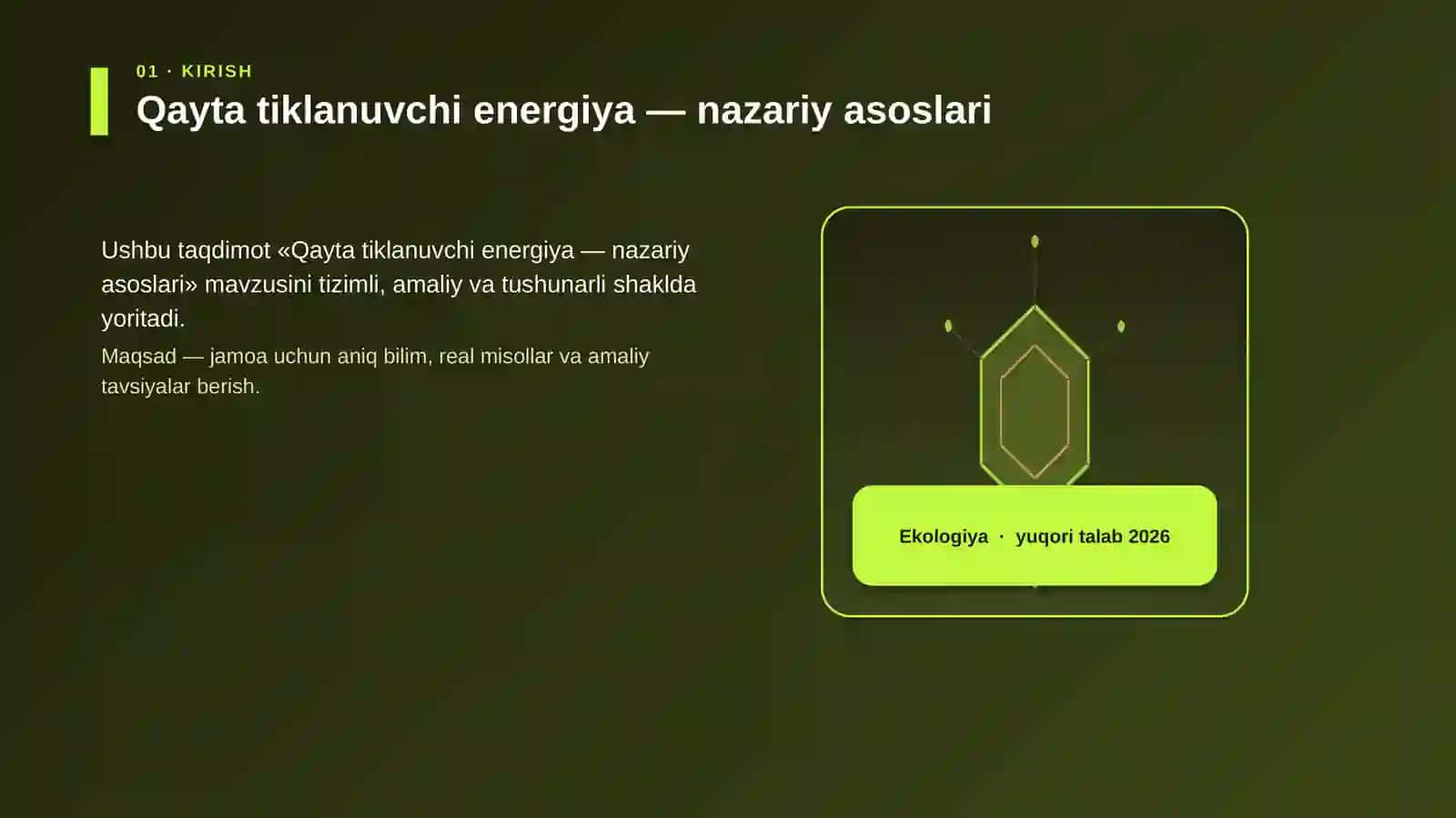 Qayta tiklanuvchi energiya — nazariy asoslari 3