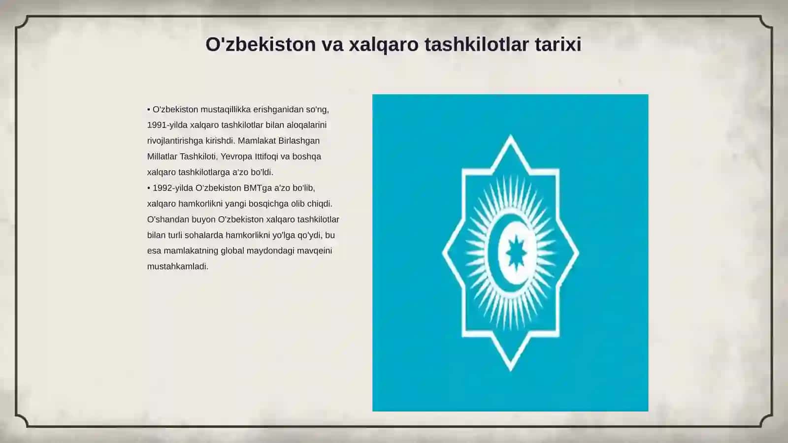 O'zbekistonning xalqaro tashkilotlar bilan hamkorlik aloqalari 3