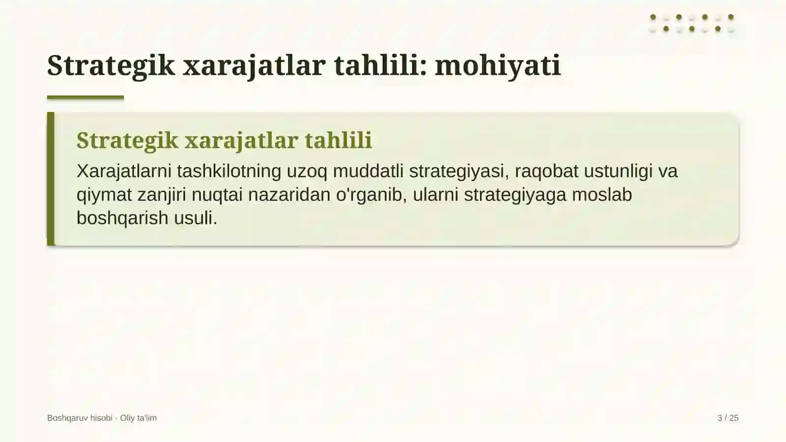 sanoat qurilishida strategik xarajatlar tahlilini o'tkazish 6624 3