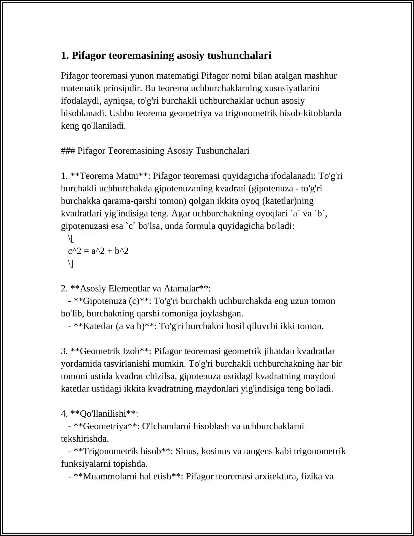 UYNI TAMINLASH VA DIZAYN LOYIHASINI TAYYORLASHDA PIFAGOR TEORIMASININI TADBIĜI 3