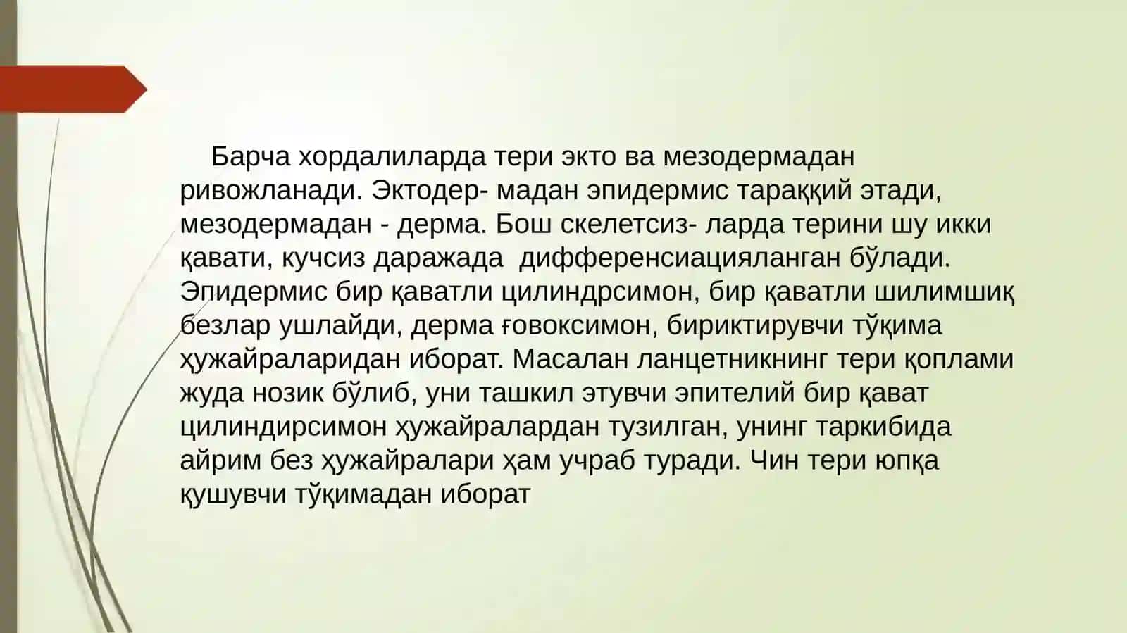 Qoplovchi va tayanch harakat tizimi ontofilogenezi 3