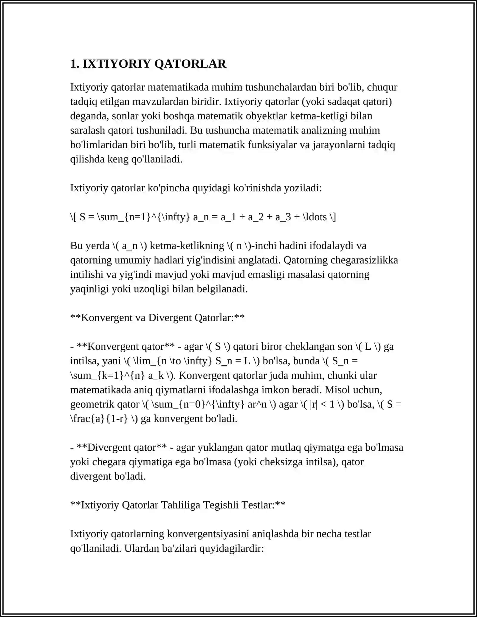 IXTIYORIY QATORLARNING YAQINLASHUVCHILIGI 3