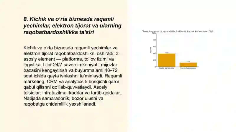 Iqtisodiy sektorlarda yangi texnologiyalarni tadbiq etish va bu jarayonning sektorlar rivojlanishiga ta'siri 3
