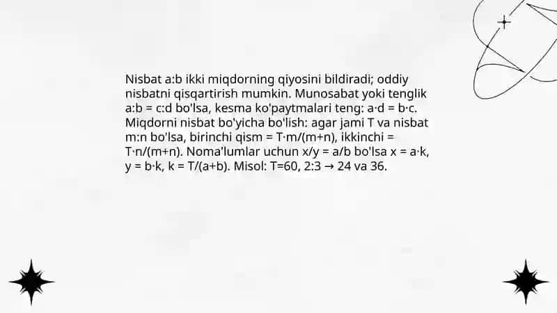 Nisbiy miqdorlarni hisoblash boʻyicha masalalar yechish 3
