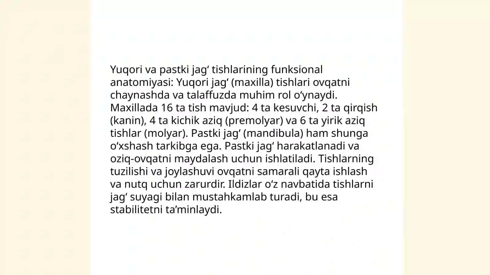 Yuqori va pastki jag‘ tishlarining funksional anatomiyasi 3