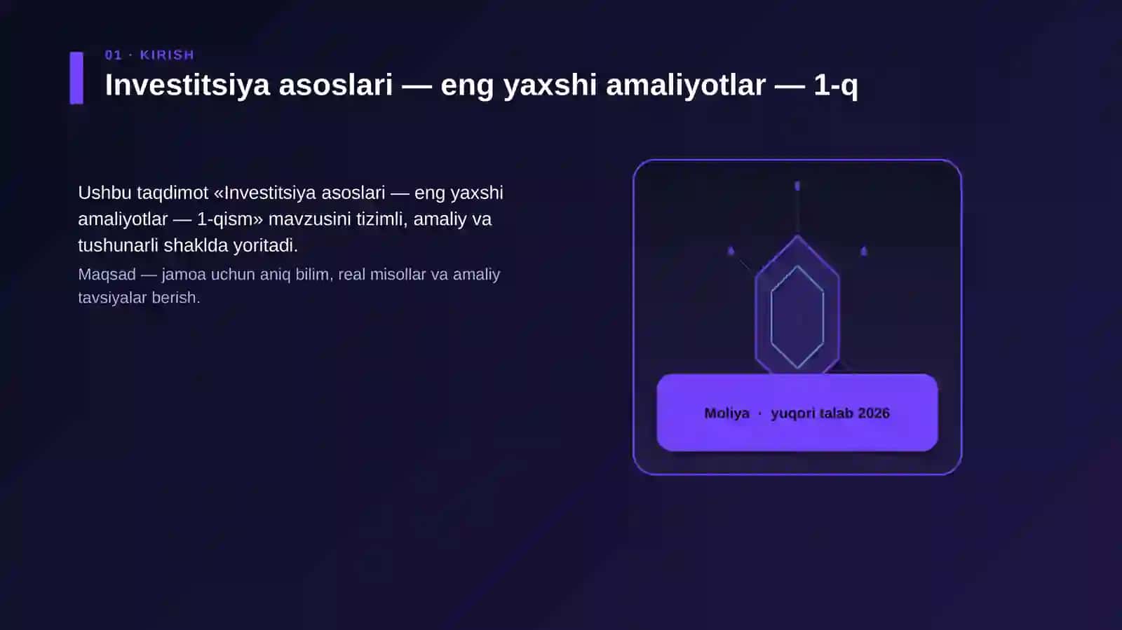 Investitsiya asoslari — eng yaxshi amaliyotlar — 1-qism 3