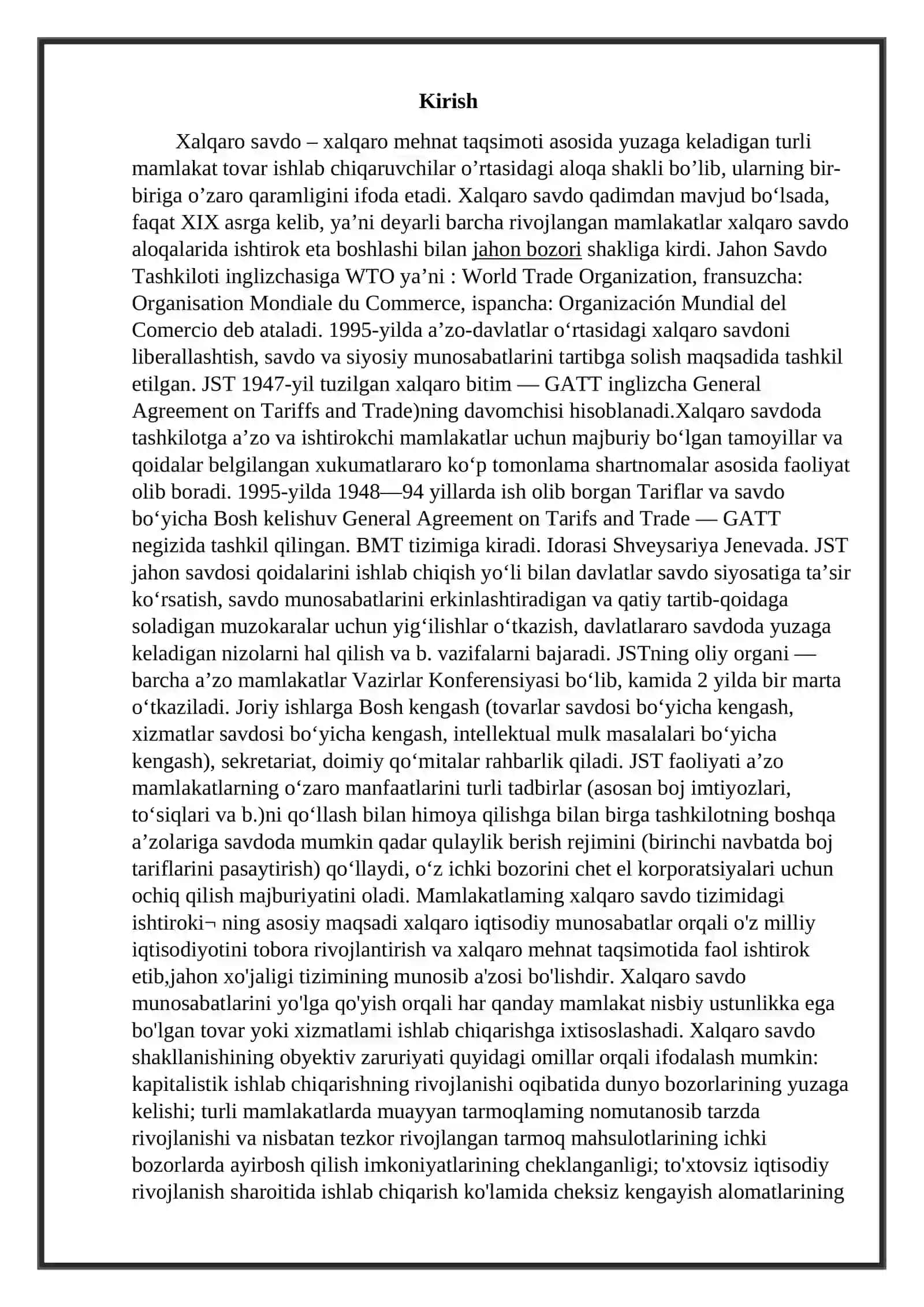 Xalqaro savdo, uning turlari va tartibga solish mexanizmi 3