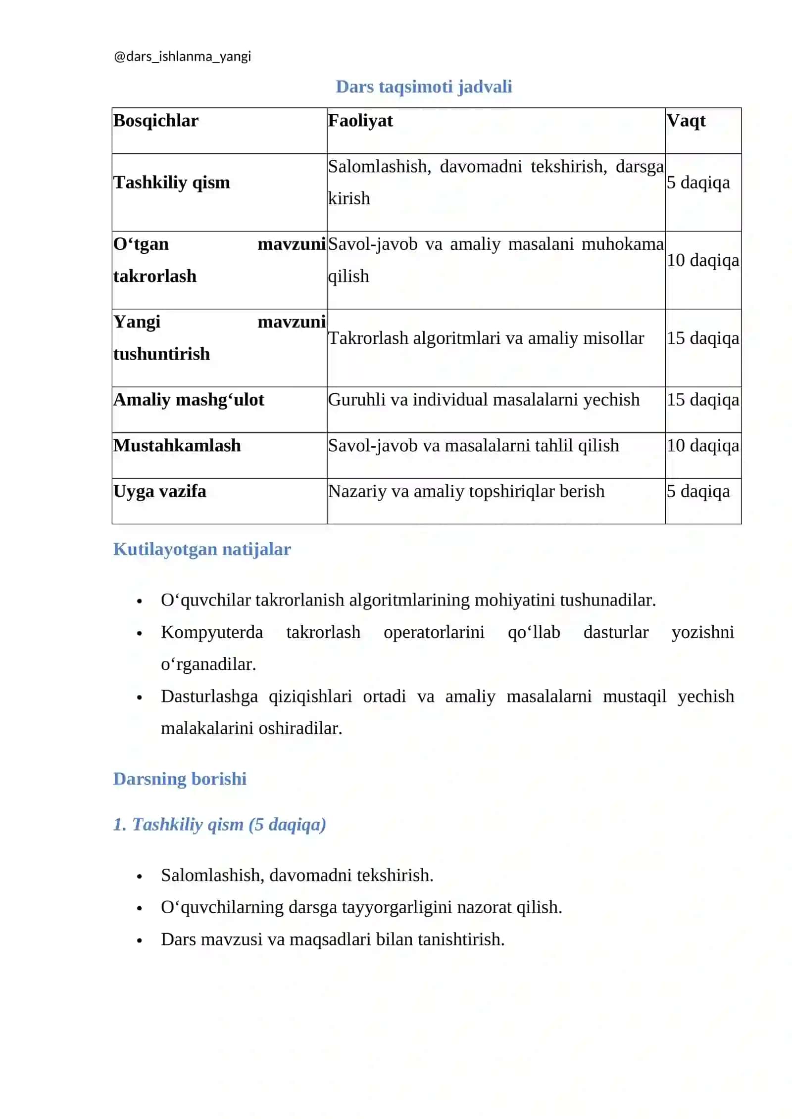Takrorlashdan foydalanib algoritmni yaratish 3