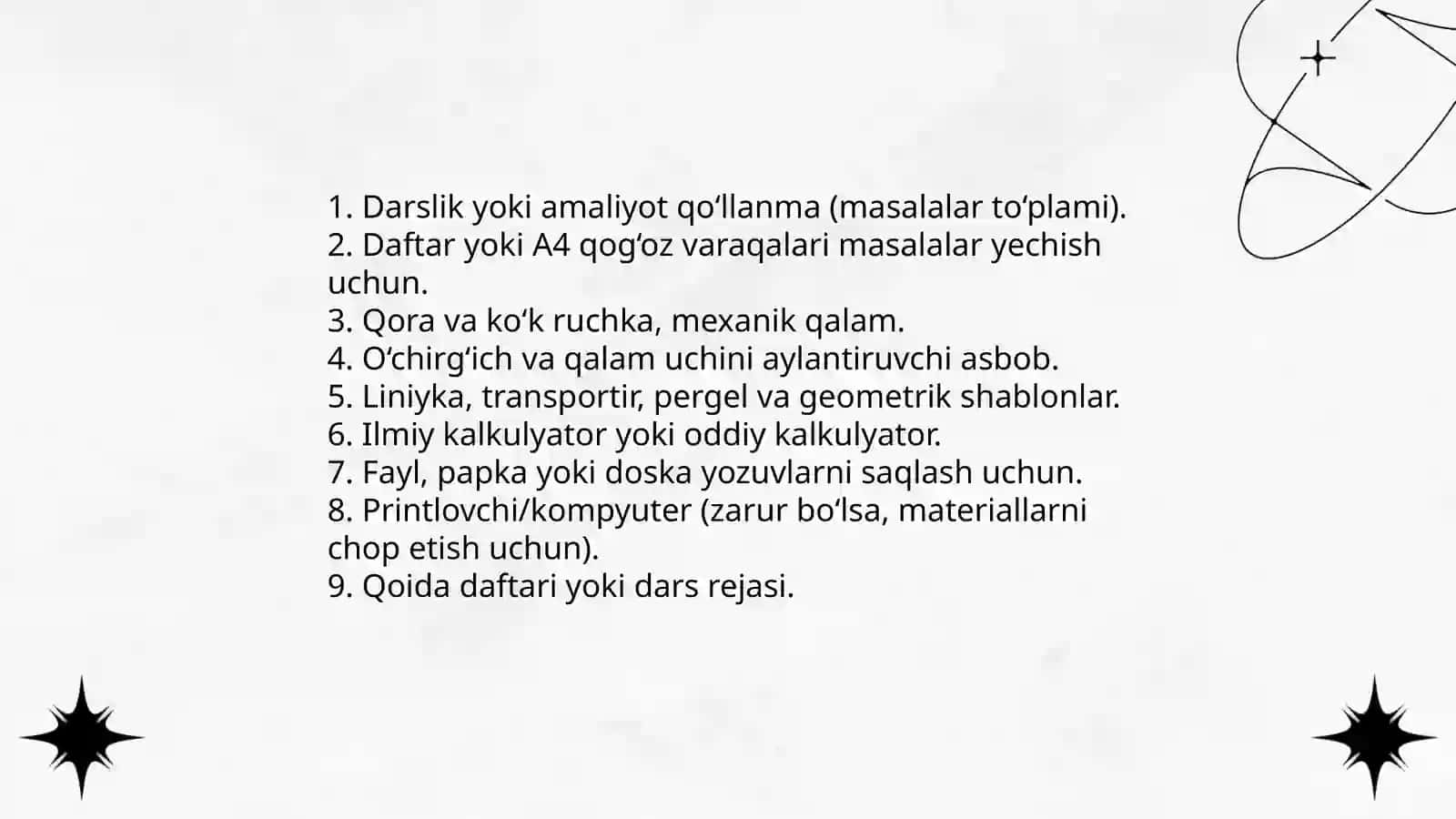 Amaliy mashg‘ulotlariga tayyorgarlik ko‘rish va uyga vazifalarni bajarish 3