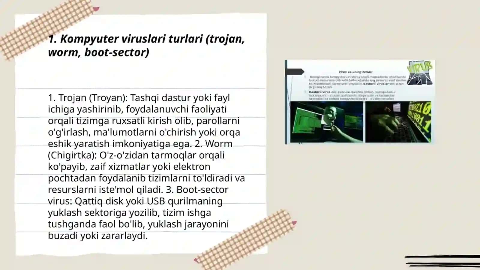 Virus va antivirus dasturlar. Arxivatorlar 3