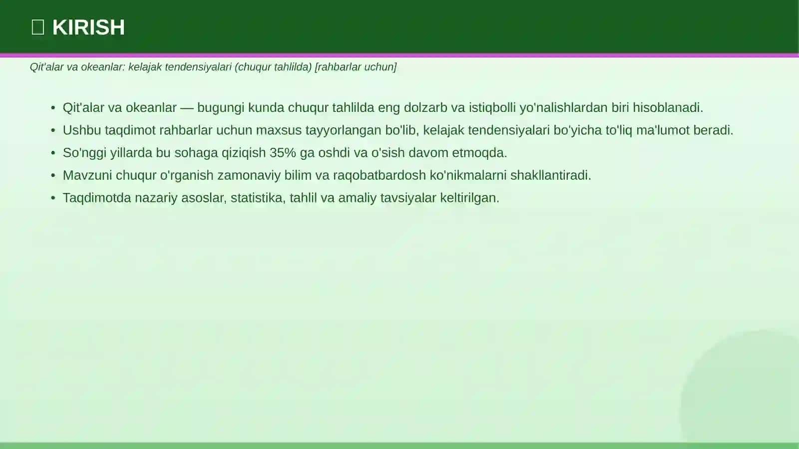 Qit'alar va okeanlar: kelajak tendensiyalari (chuqur tahlilda) [rahbarlar uchun] 3