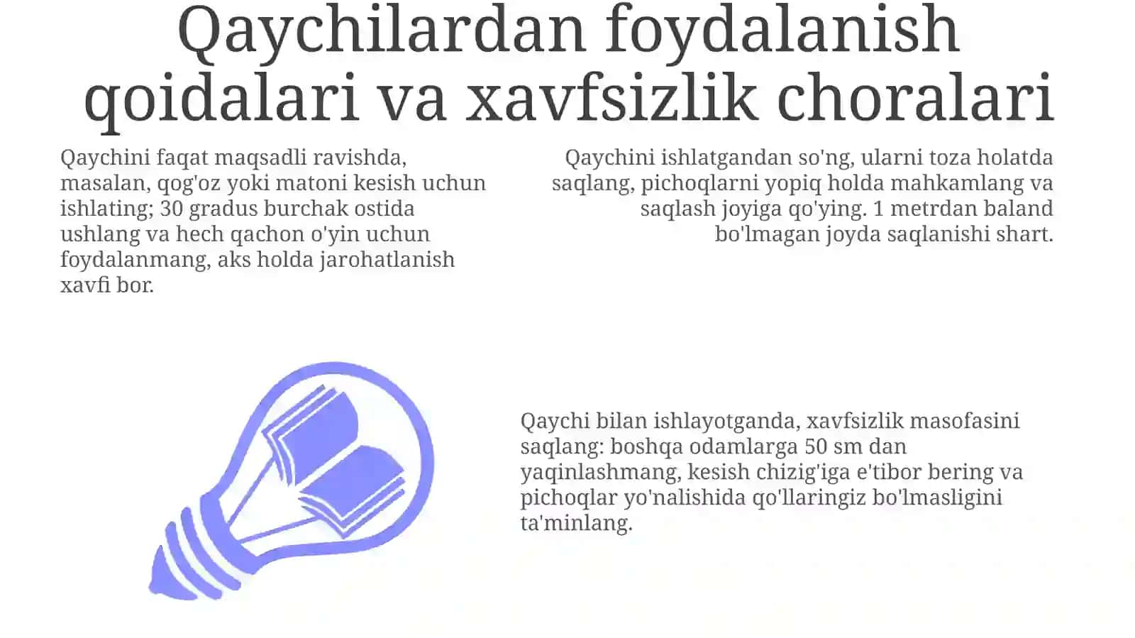 Texnologiya ta'limi nazariyasi va metodikasi fanidan qaychi bilan ishlash qoidalari 3
