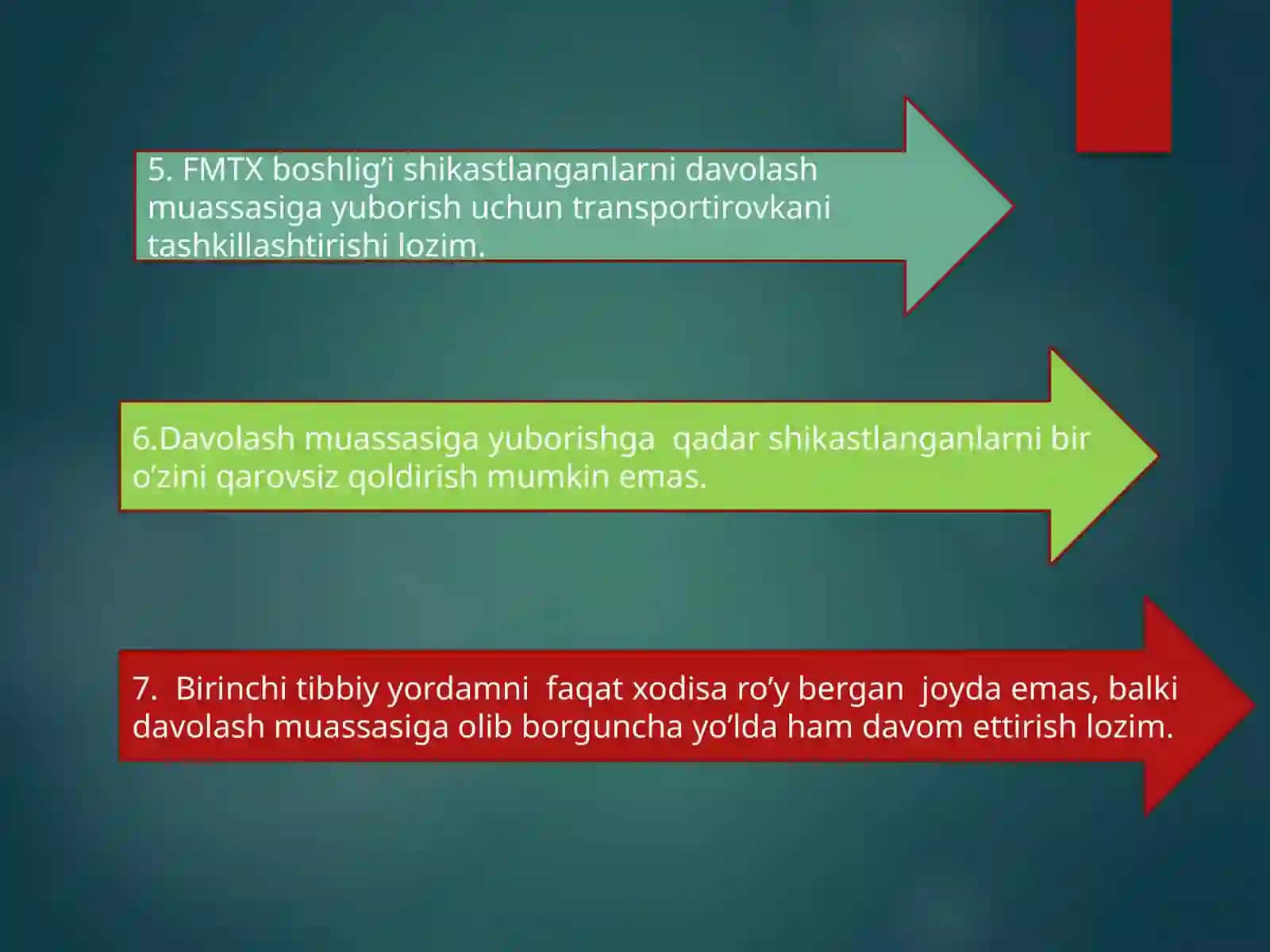 SHIKASTLANISH O’CHOG’IDA DASTLABKI UMUMIY, DASTLABKI TIBBIY YORDAMNI TASHKIL ETISH VA SHIKASTLANISH O’CHOQLARIDA DASTLABKI SHIFOKOR YORDAMINI TASHKIL QILISH 3