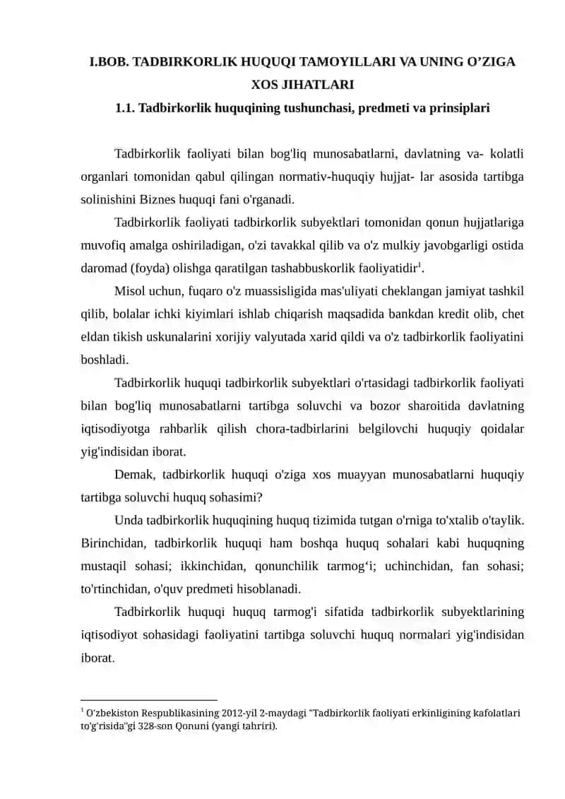 TADBIRKORLIK HUQUQINING TAMOYILLARI VA MANBALARI 3