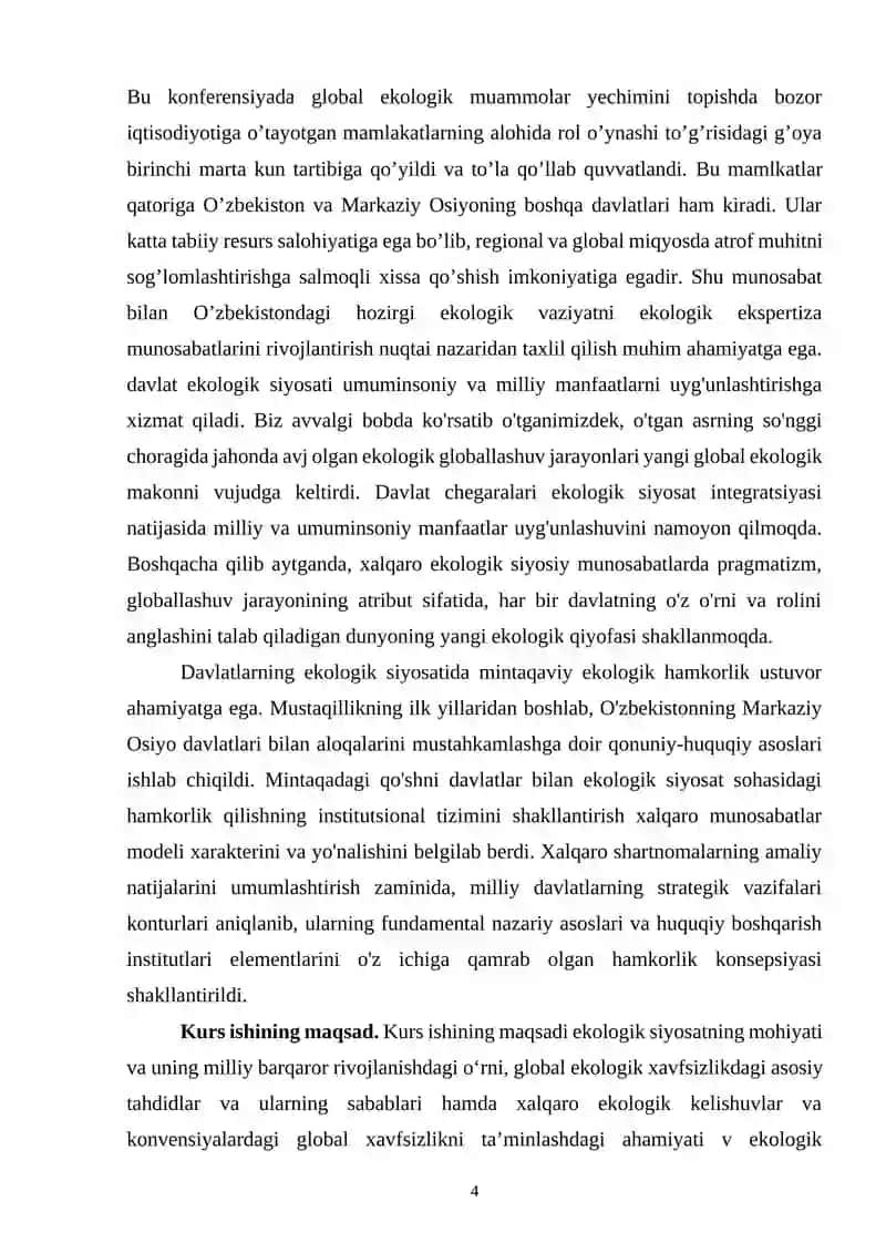 Ekologik Siyosat va Global Ekologik Xavfsizlik Muammolari 3