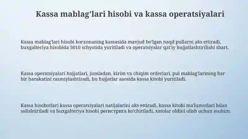 Kassa va bank operatsiyalari hisobi 3