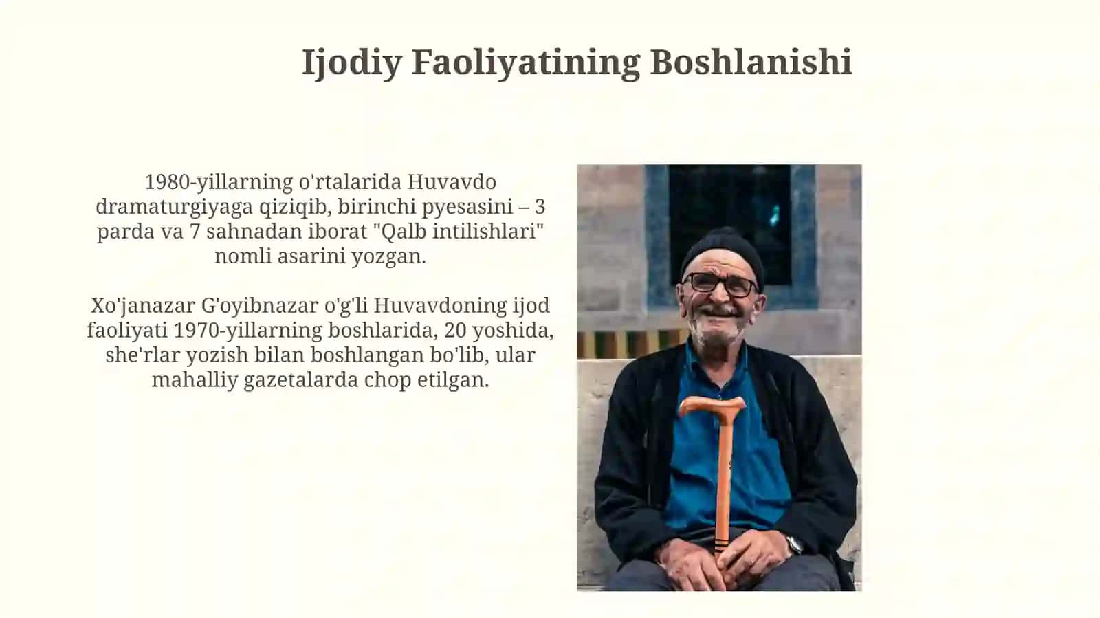 Xo'janazar G'oyibnazar o'g'li Huvavdo hayoti va ijodi 3