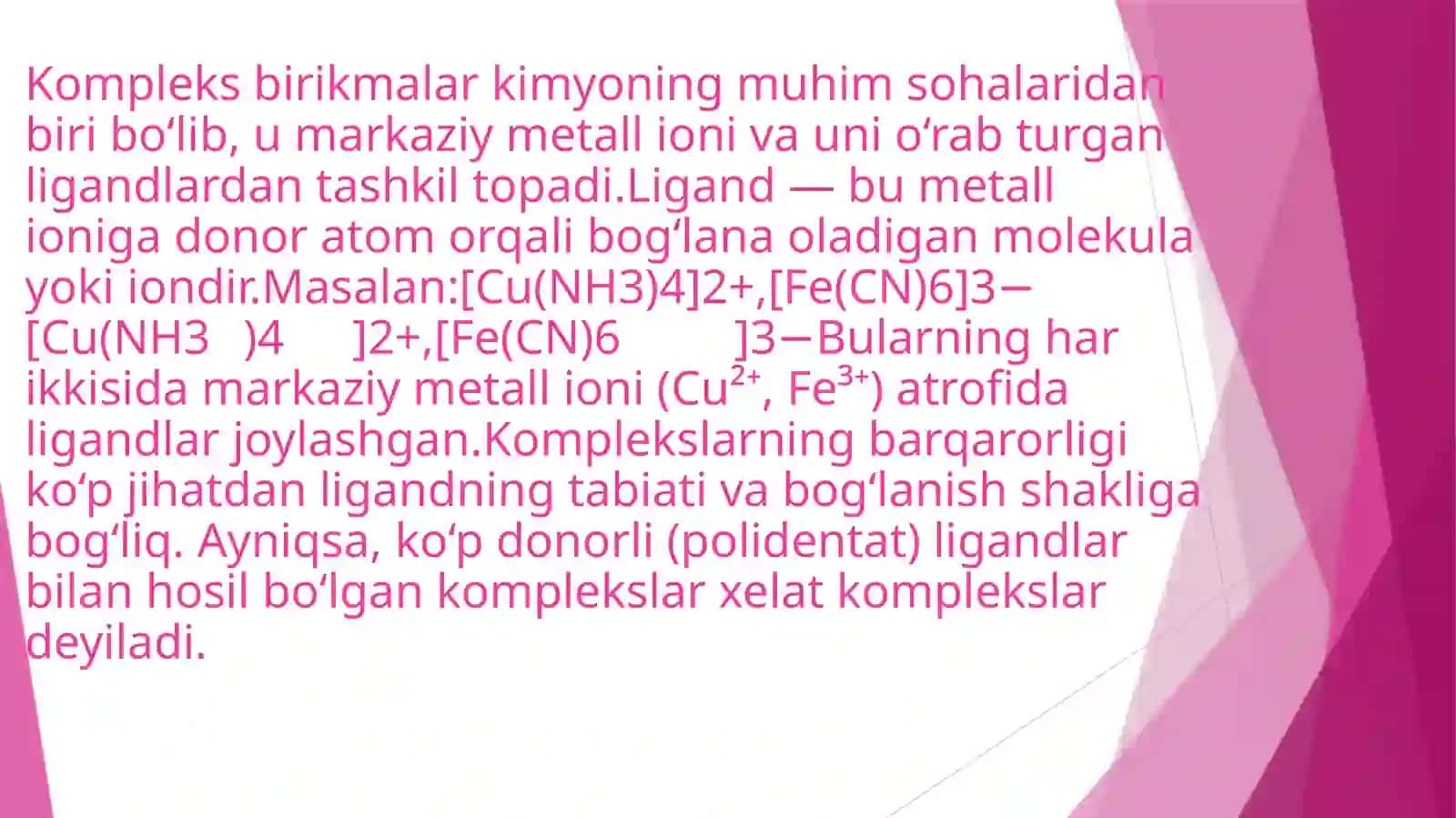 Kompleks birikmalar va xelat effekti 3