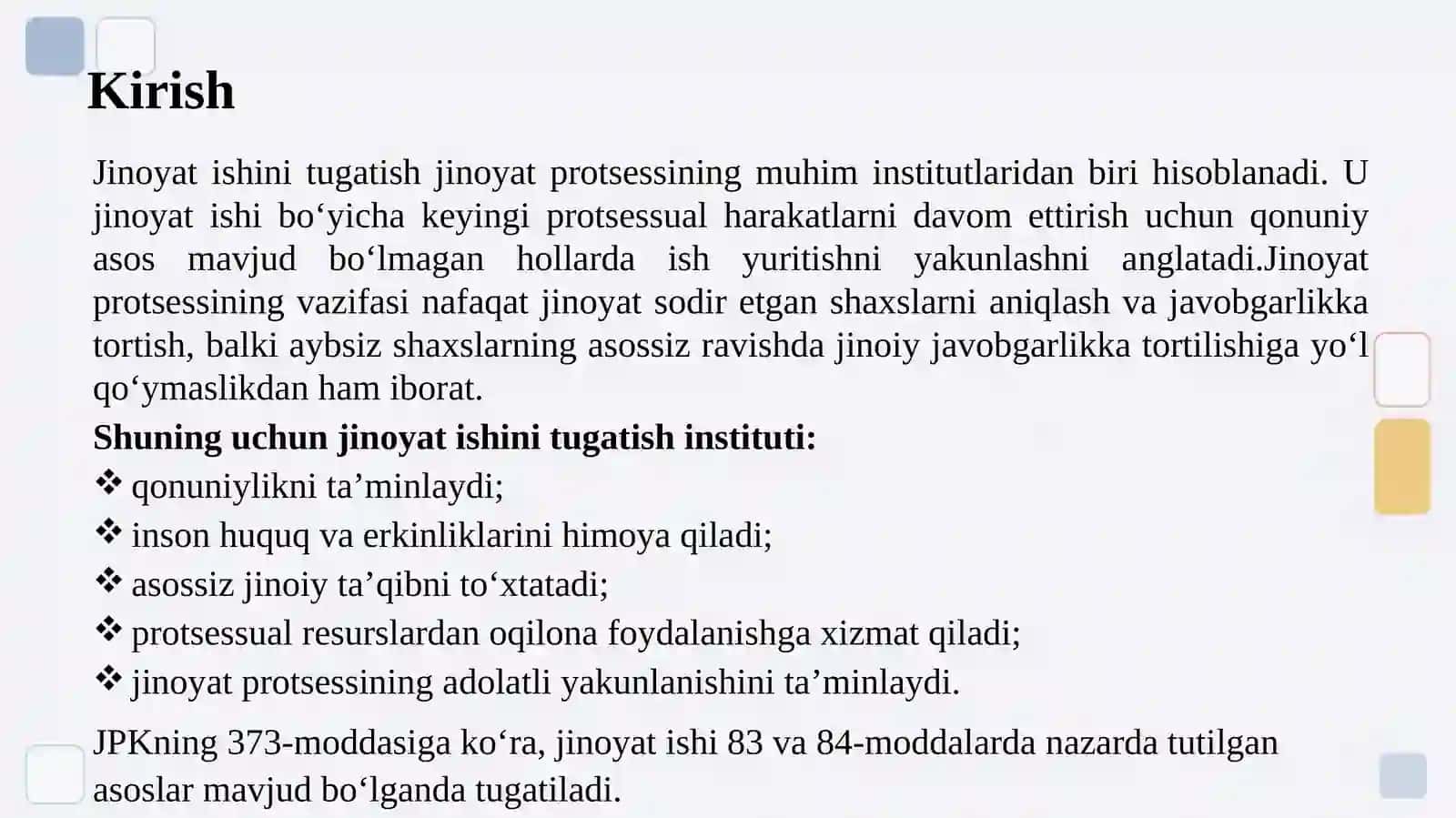 Jinoyat ishini tugatish asoslari va tartibi 3