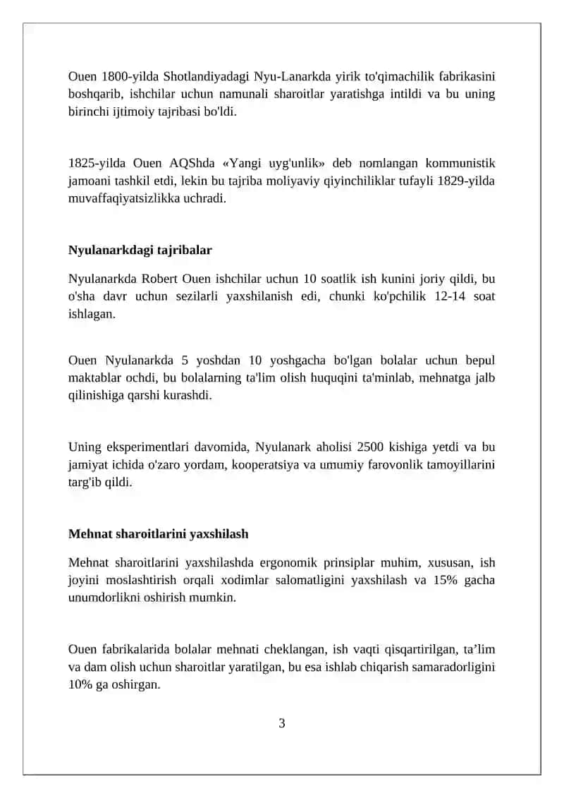 ﻿R.Ouen.Uning amaliy faoliyati, kapitalizm tanqidi 3