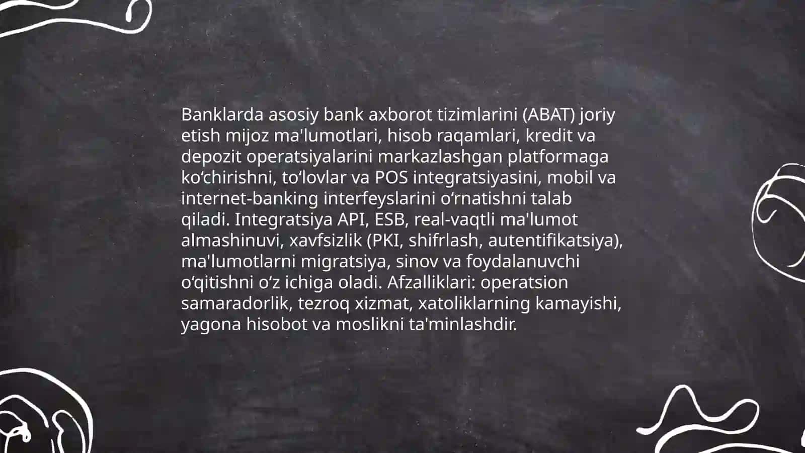 Iqtisodiyotning turli tarmoqlarida axborot tizimlarini qollanilshi. Bank boyicha 3