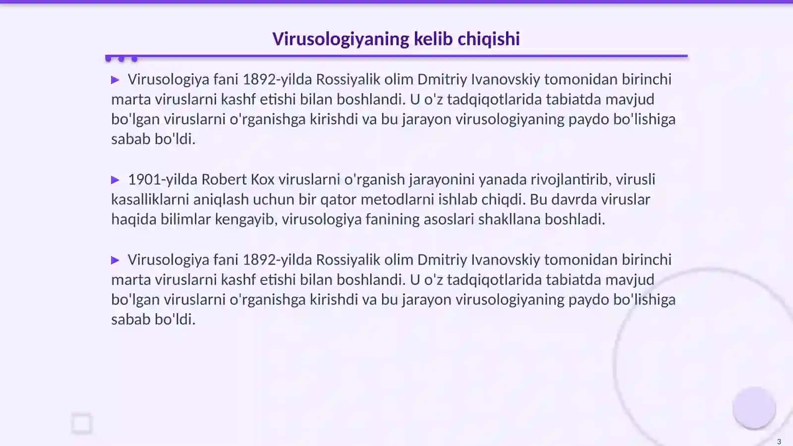 Virusologiya fanining oʻrganish tarixi 3